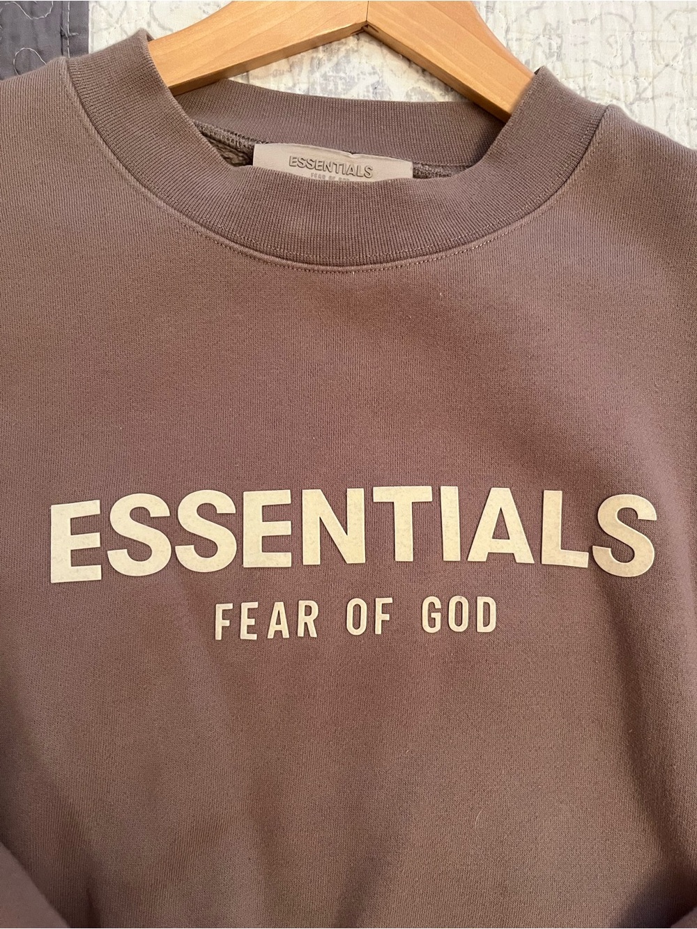 Fear of God Essentials Taupe/ Brown Crewneck Sweatshirt - Picture 2 of 5